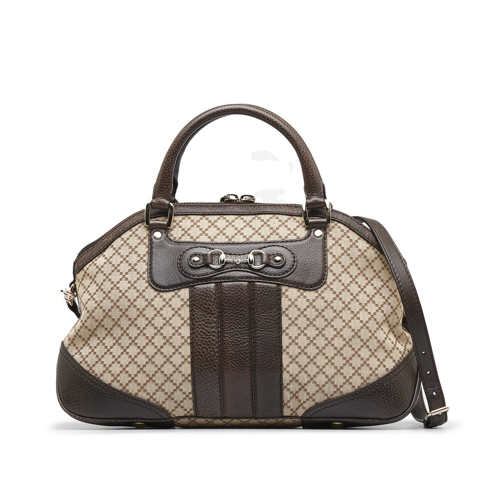 image of Pre-owned Gucci Medium Catherine Diamante Bag Brown