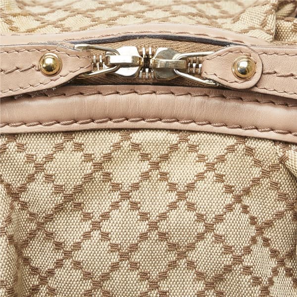 Pre-owned Gucci Diamante Canvas Sukey Satchel Brown