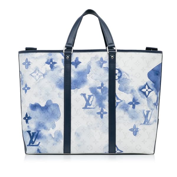 Pre-owned Louis Vuitton Monogram Watercolor Weekend Tote PM Blue