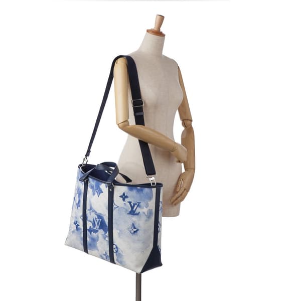 Pre-owned Louis Vuitton Monogram Watercolor Weekend Tote PM Blue