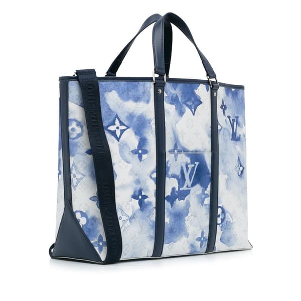 Pre-owned Louis Vuitton Monogram Watercolor Weekend Tote PM Blue