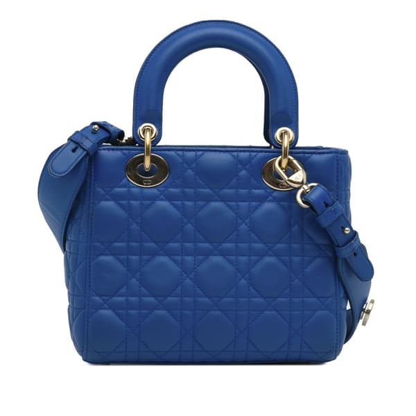 Pre-owned Dior Small Lambskin Cannage My ABC Lady Dior Blue