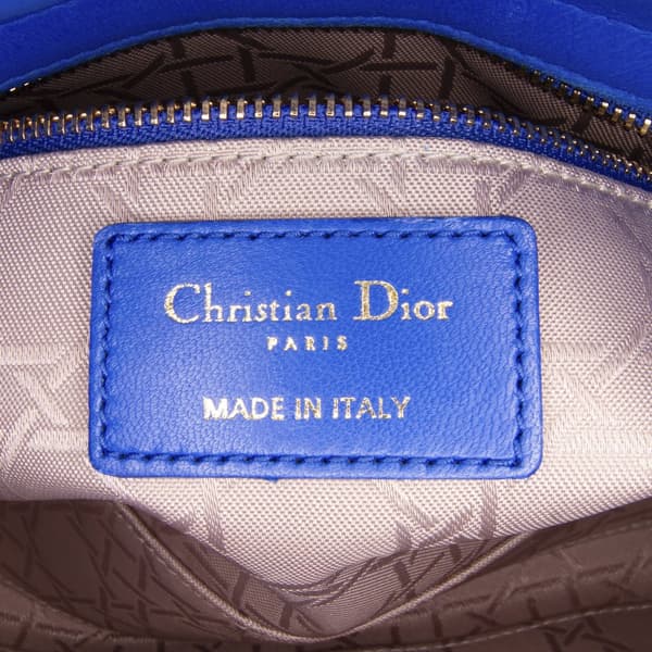 Pre-owned Dior Small Lambskin Cannage My ABC Lady Dior Blue