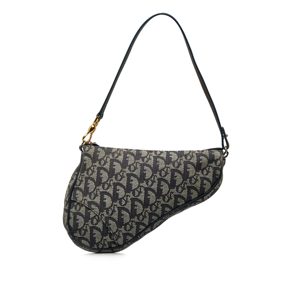 image of Pre-owned Dior Mini Oblique Saddle Blue