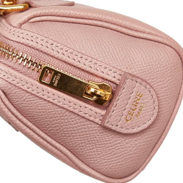 Pre-owned Celine Mini Grained Leather Chain Boston Pink