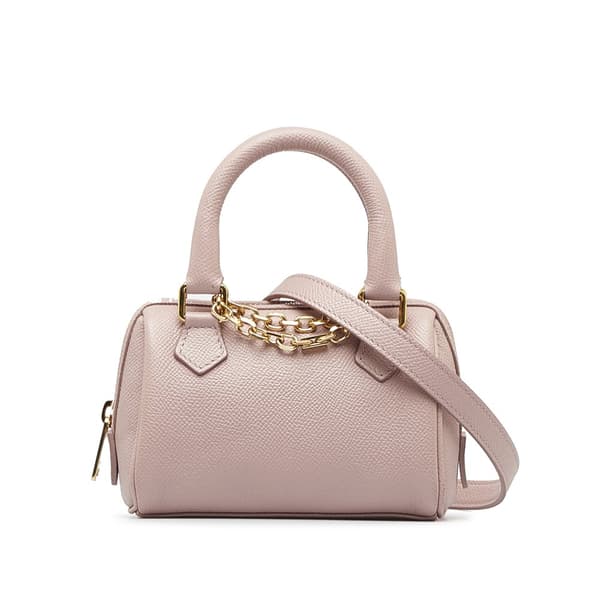 Pre-owned Celine Mini Grained Leather Chain Boston Pink