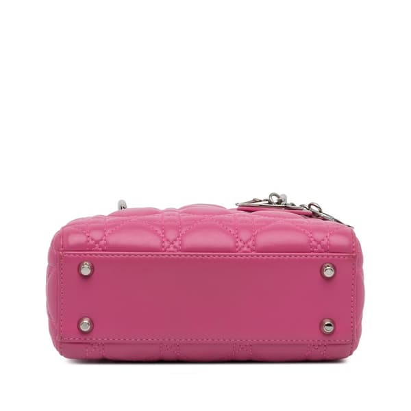 Pre-owned Dior Mini Lambskin Cannage Lady Dior Pink