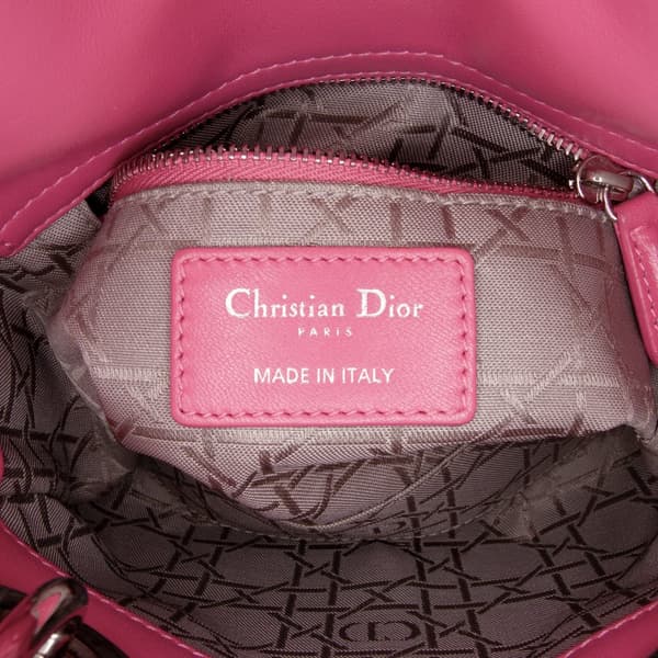 Pre-owned Dior Mini Lambskin Cannage Lady Dior Pink