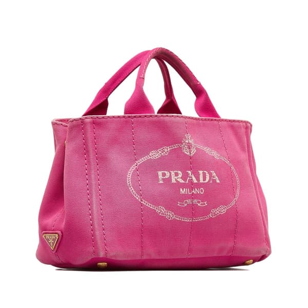Pre-owned Prada Small Canvas Canapa Logo Satchel Pink