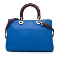 Miniatyrbild 4 av 10: Pre-owned Dior Medium Embroidered Diorissimo Satchel Blue