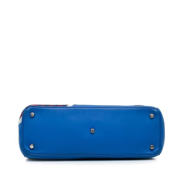 Pre-owned Dior Medium Embroidered Diorissimo Satchel Blue