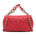 Miniatyrbillede 4 af 10: Pre-owned Chanel Small Lambskin Elegant Chain Single Flap Red