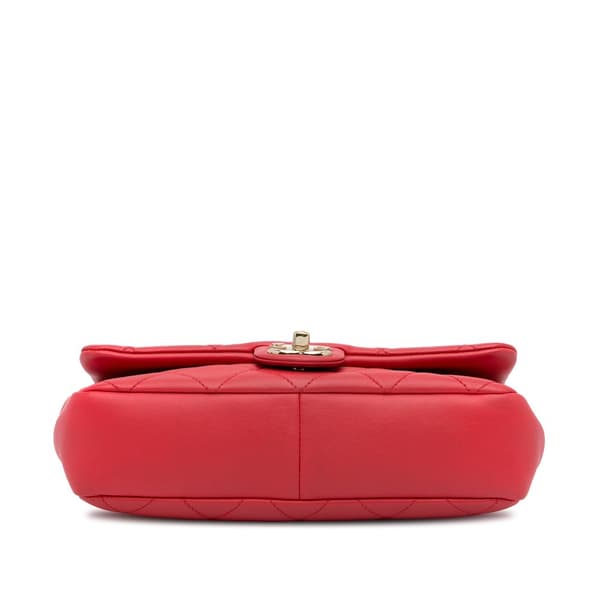 Pre-owned Chanel Small Lambskin Elegant Chain Single Flap Red
