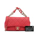 Miniatyrbillede 10 af 10: Pre-owned Chanel Small Lambskin Elegant Chain Single Flap Red