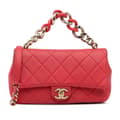 Miniatyrbillede 1 af 10: Pre-owned Chanel Small Lambskin Elegant Chain Single Flap Red