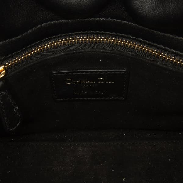 Pre-owned Dior Mini Calfskin Embroidered Lady Dior Black