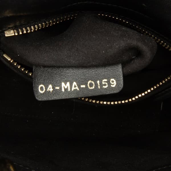 Pre-owned Dior Mini Calfskin Embroidered Lady Dior Black