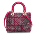 Miniatyrbild 3 av 10: Pre-owned Dior Medium Tweed Macrocannage Lady Dior Pink