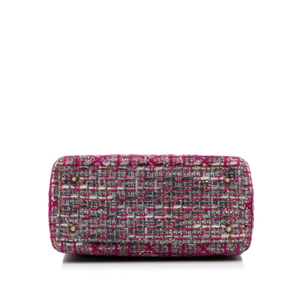 Pre-owned Dior Medium Tweed Macrocannage Lady Dior Pink