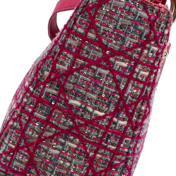 Pre-owned Dior Medium Tweed Macrocannage Lady Dior Pink