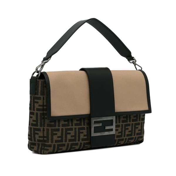 Pre-owned Fendi Large Zucca Canvas Convertible Belt Baguette Brown