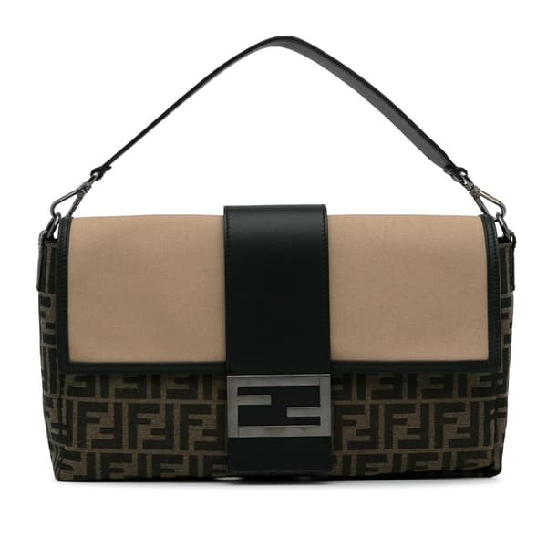 Pre-owned Fendi Large Zucca Canvas Convertible Belt Baguette Brown