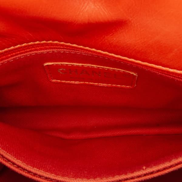 Pre-owned Chanel Small Lambskin Chevron Coco Top Handle Bag Red