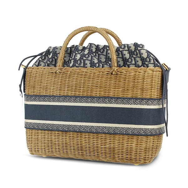 Pre-owned Dior Oblique Wicker Basket Bag Brown