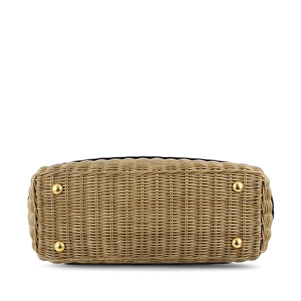 Pre-owned Dior Oblique Wicker Basket Bag Brown