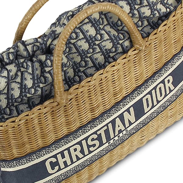 Pre-owned Dior Oblique Wicker Basket Bag Brown