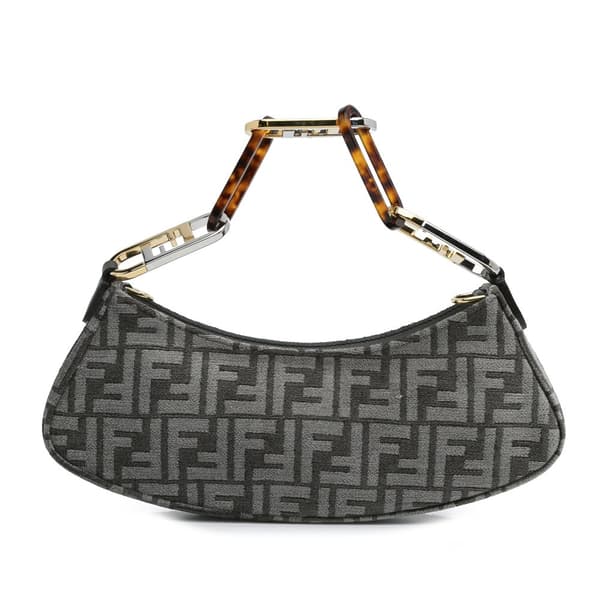 Pre-owned Fendi Zucca O'lock Swing Satchel Gray