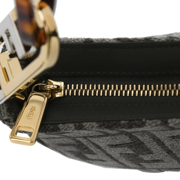 Pre-owned Fendi Zucca O'lock Swing Satchel Gray