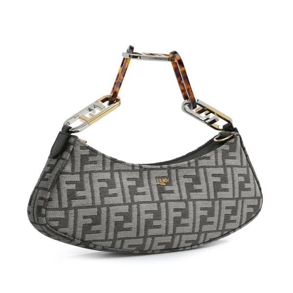 Pre-owned Fendi Zucca O'lock Swing Satchel Gray
