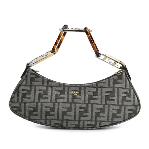 Pre-owned Fendi Zucca O'lock Swing Satchel Gray