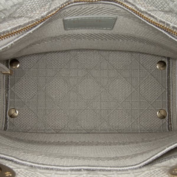 Pre-owned Dior Medium Canvas Cannage Lady D Lite Gray
