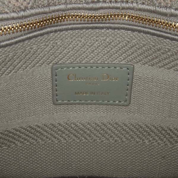 Pre-owned Dior Medium Canvas Cannage Lady D Lite Gray