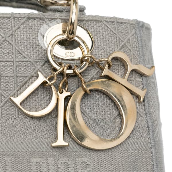 Pre-owned Dior Medium Canvas Cannage Lady D Lite Gray
