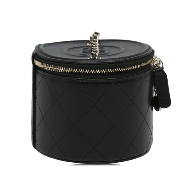 Pre-owned Chanel Mini CC Round Chain Vanity Bag Black