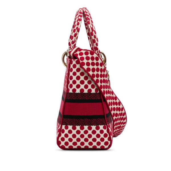 Pre-owned Dior Medium DiorAmour Dots Lady D Lite Red