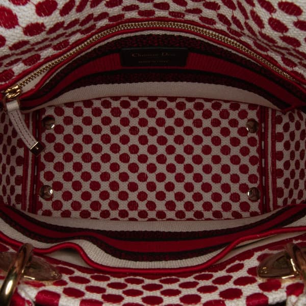 Pre-owned Dior Medium DiorAmour Dots Lady D Lite Red