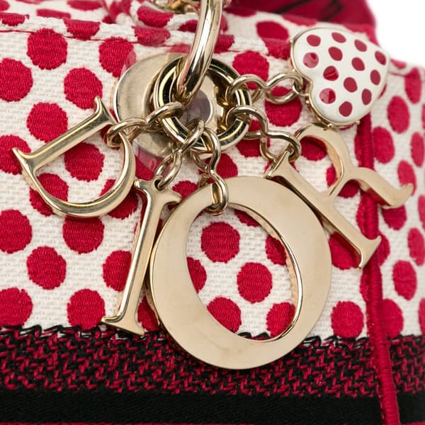 Pre-owned Dior Medium DiorAmour Dots Lady D Lite Red