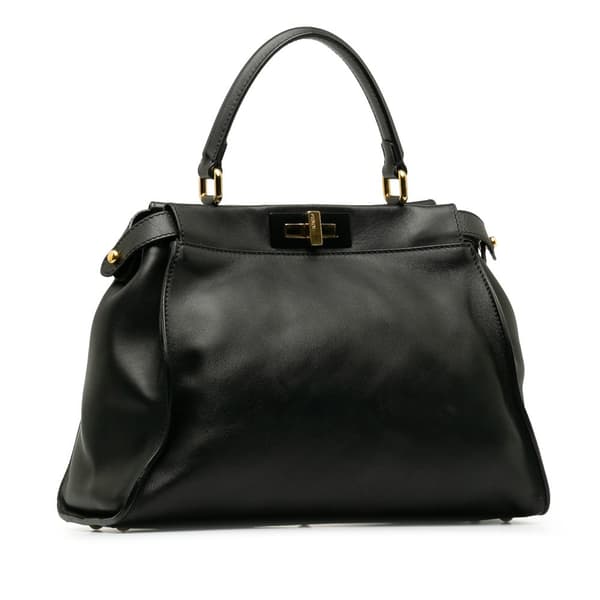 Pre-owned Fendi Medium Peekaboo Satchel Black