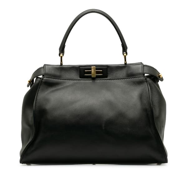 Pre-owned Fendi Medium Peekaboo Satchel Black