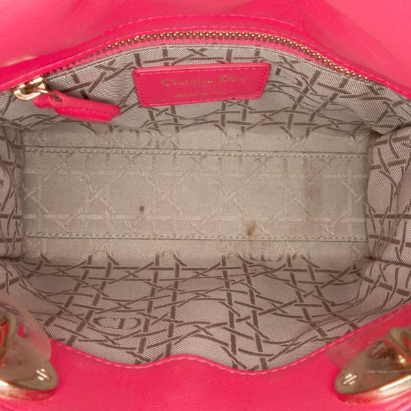 Pre-owned Dior Mini Lambskin Cannage Lady Dior Pink