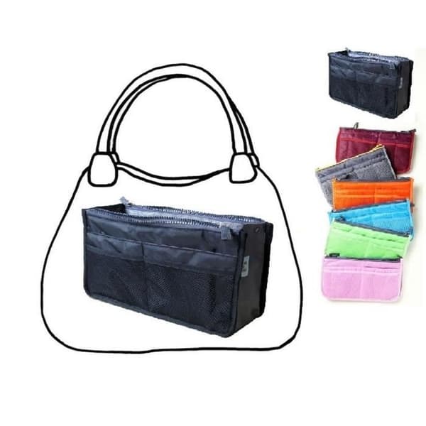 Väskorganisatör - Rosa - Nylon - 30x18,5x8,5cm - 12 fack - Maskintvättbar