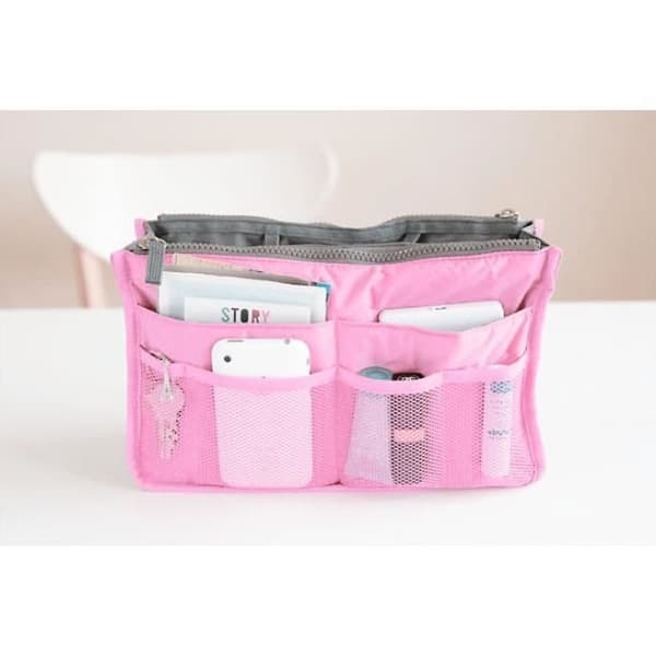 Väskorganisatör - Rosa - Nylon - 30x18,5x8,5cm - 12 fack - Maskintvättbar