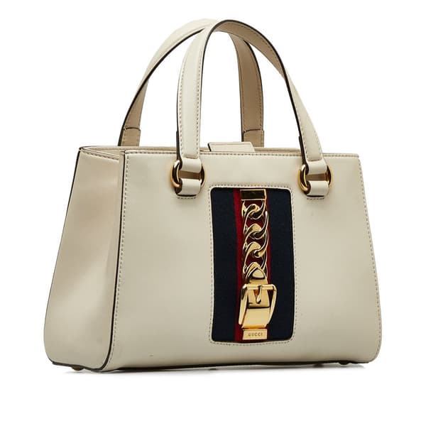 Pre-owned Gucci Sylvie Web Top Handle Satchel White