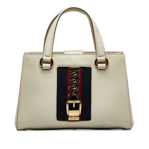 Pre-owned Gucci Sylvie Web Top Handle Satchel White