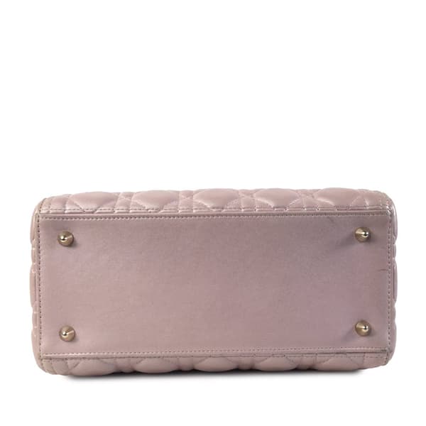 Pre-owned Dior Medium Pearlescent Lambskin Cannage Lady Dior Pink