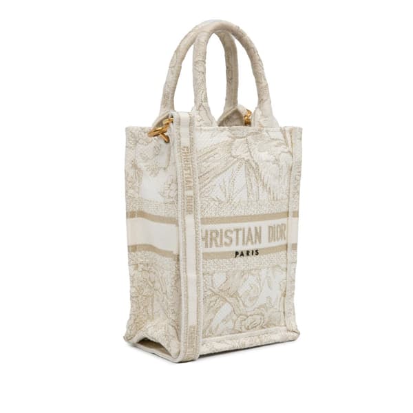 Pre-owned Dior Mini Jardin D'Hiver Vertical Book Tote White